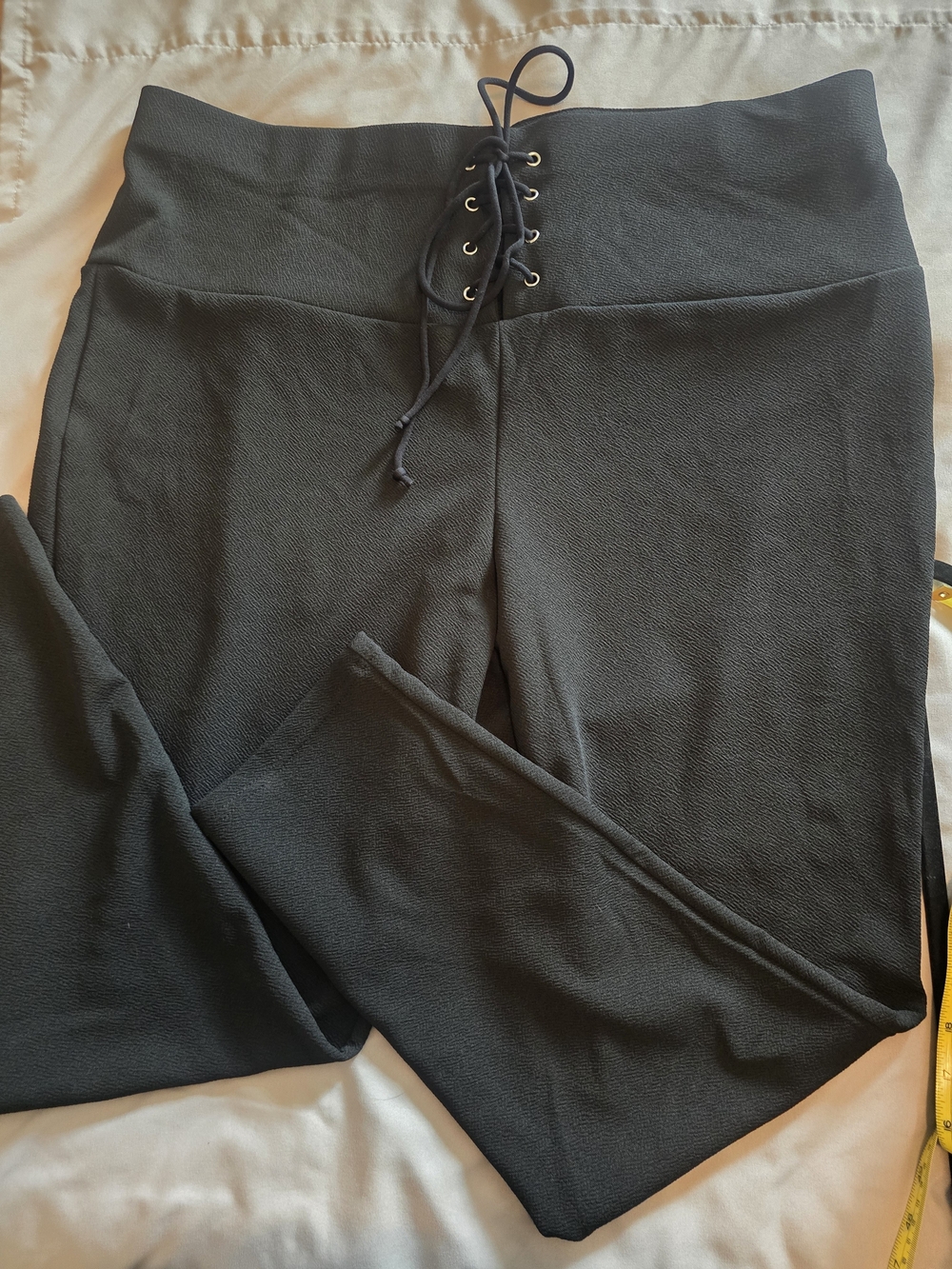 SHEIN Black Straight Leg Ponte Pants with Lace-Up Waist 3x